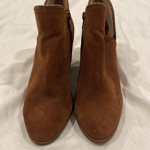 Lucky Brand Women’s Pincah Booties 6 Brown Leather Stacked 2” Heel Ankle Boots - Picture 6 of 9